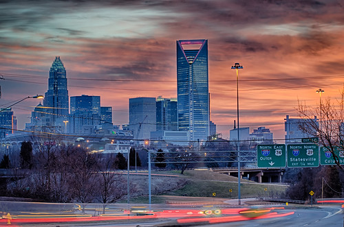 charlotte the queen city skyline at sunrise by DigiDreamGrafix.com