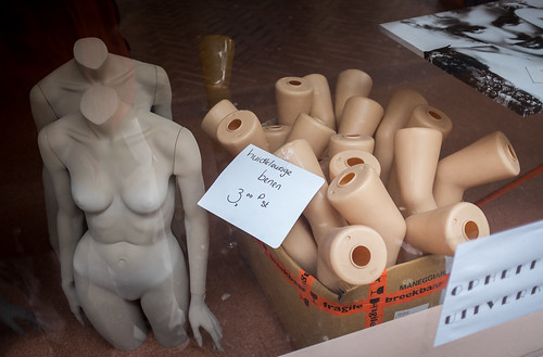 Body parts for sale in an Amsterdam window.
