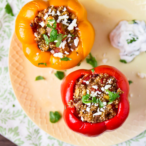 Gyro-Stuffed Bell Peppers with Quino & Feta
