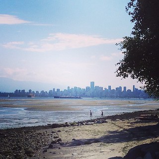 Vancouver from the (very, very cold) beach.