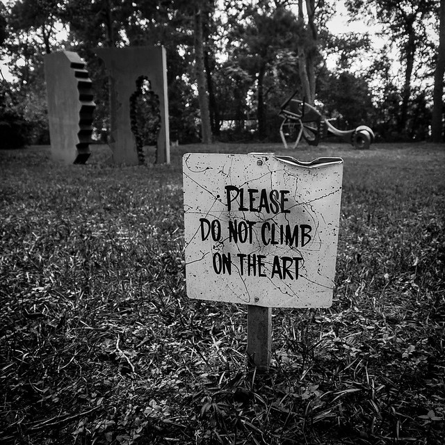 please do not climb on the art