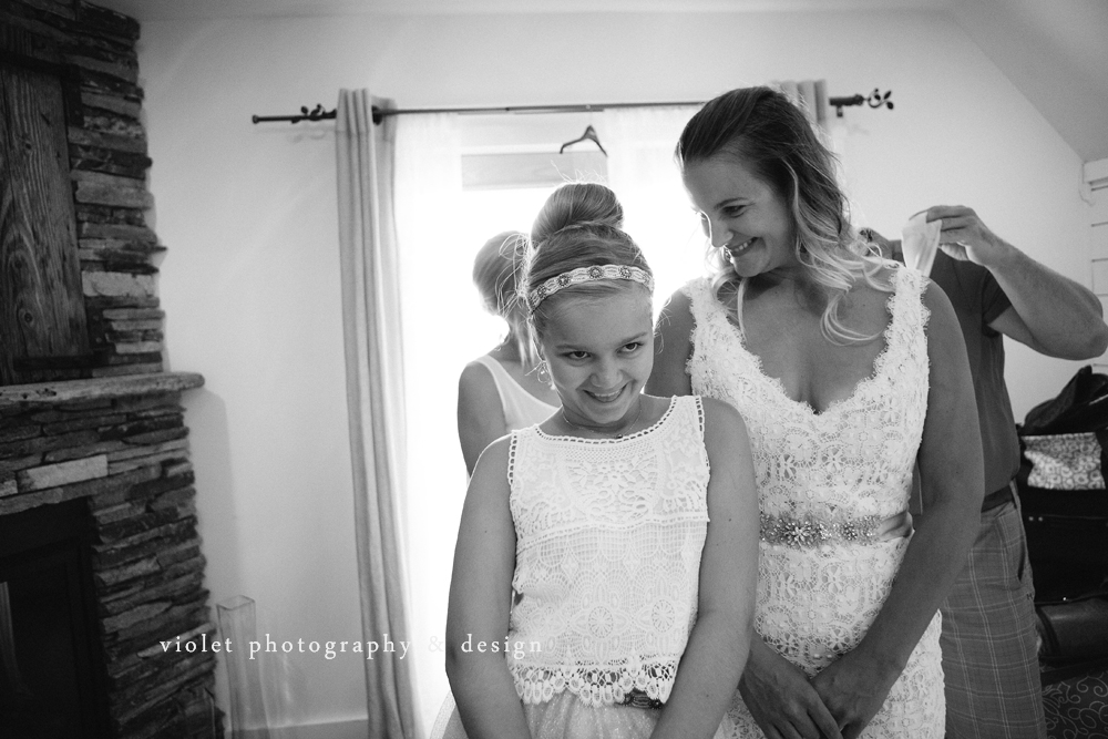 Mother & Daughter on wedding day being silly