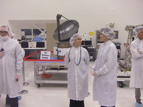 ISS-Rapidscat antenna with Mechanical Engineer Julie Stalder and Radar Performance Engineer Dragana Perkovic