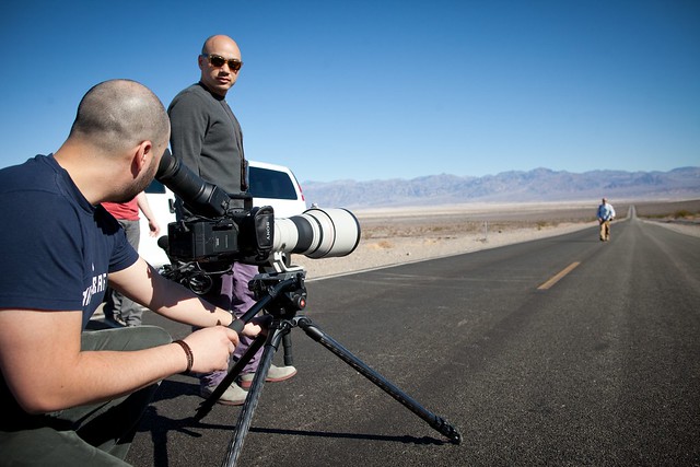 Manfrotto Be Free Tripod ad shoot BTS - Death Valley long shot