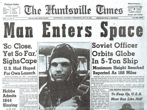 The-one-from-a-U.S.-newspaper-on-12-April-1961-Yuri-Gagarin-pioneered-manned-spaceflight
