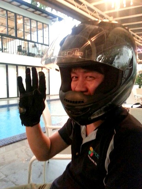 KY and his bike helmet