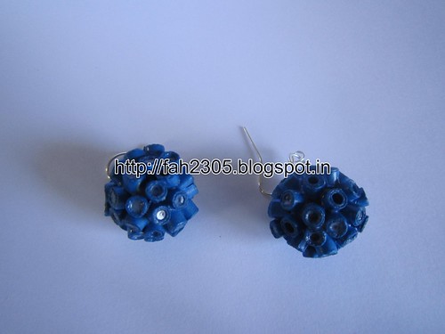 Handmade Jewelry - Paper Quilling Globle Earrings (Dark Blue - V) (2) by fah2305
