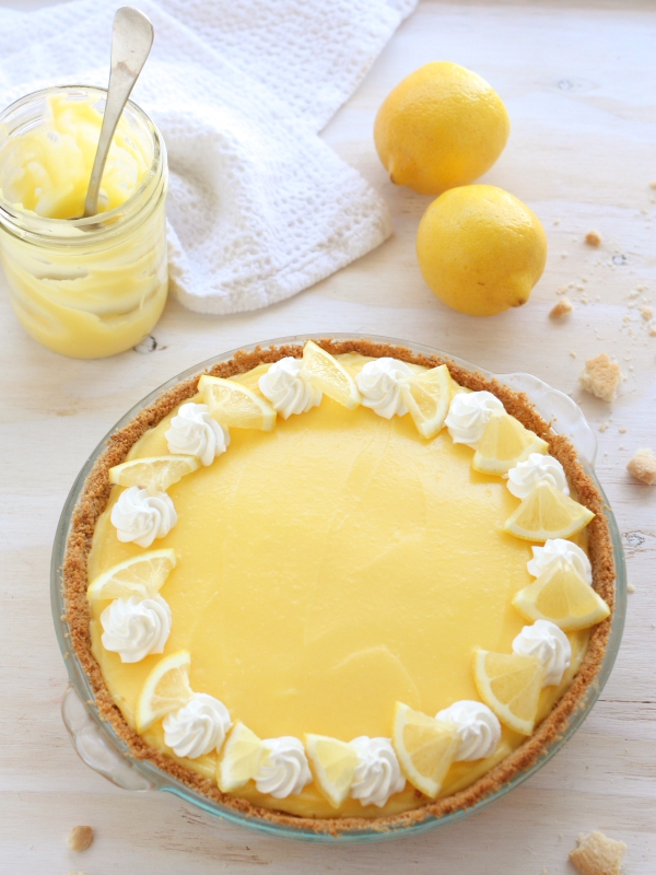 Lemon Mousse Pie with Shortbread Crust from completelydelicious.com