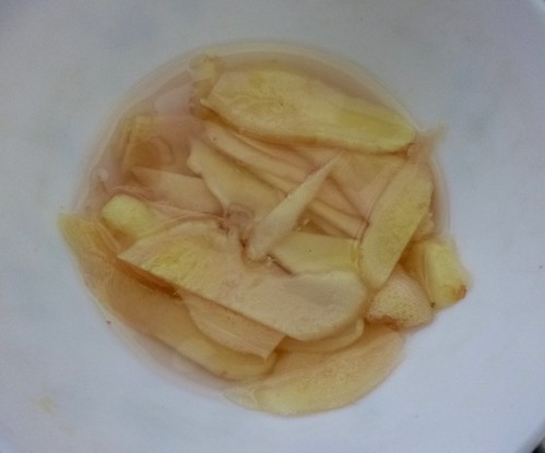 Gari (pickled ginger) in the making