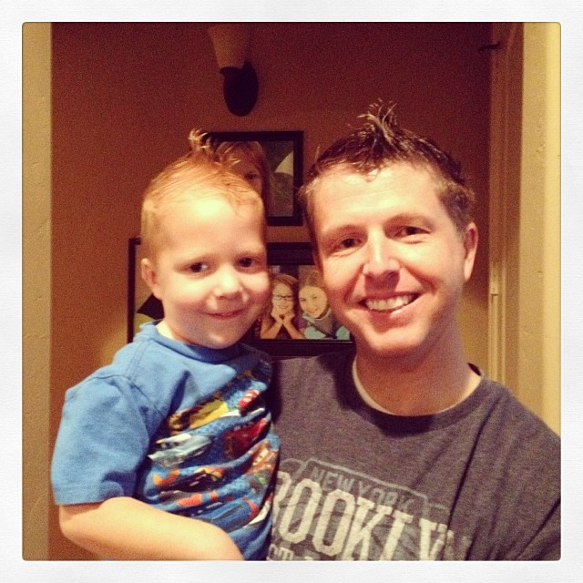 Owen wanted a Mohawk. Then he wanted daddy to have a Mohawk.