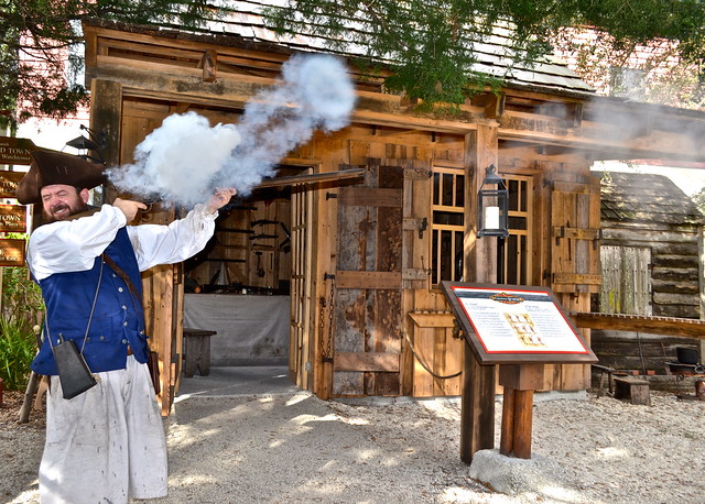 Musket drill  at  colonial quarters st. augustine FL