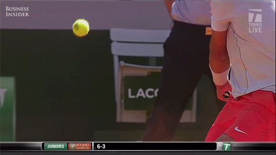Slow-Motion GIF of a Tennis Ball at Impact