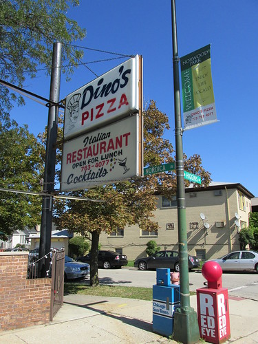 The Dino's Pizza sign.  Chicago Illinois.  Early October 2013. by Eddie from Chicago