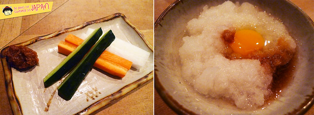 Tori Tama - veggies, daikon and raw egg