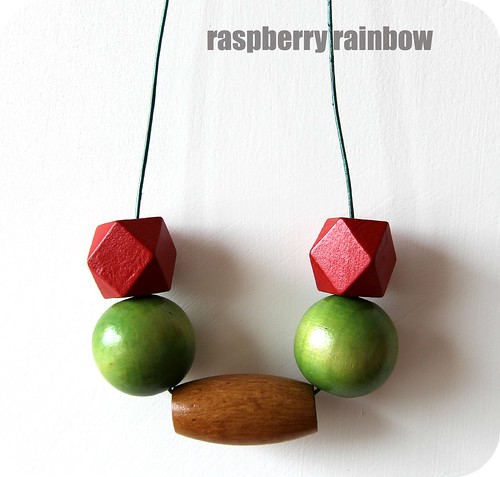 Raspberry Rainbow Beaded necklace 2