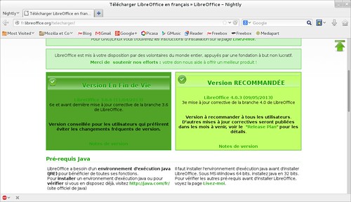 Dernière version de LibreOffice au 3 juin 2013