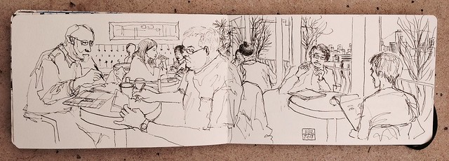Vancouver Urban Sketchers meet at Milano Coffee Shop