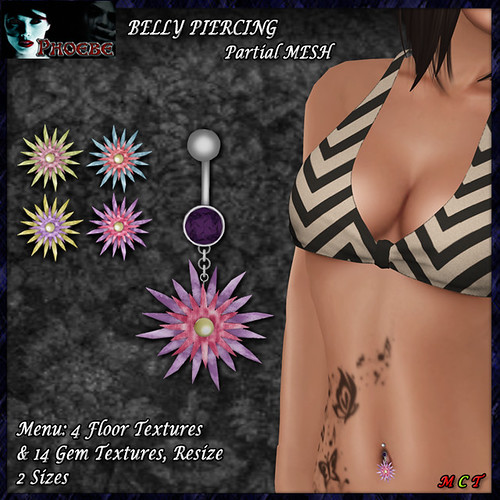 [NEW GIFT!] *P* Flower Belly Piercing ~4 Textures~ (p-MESH)
