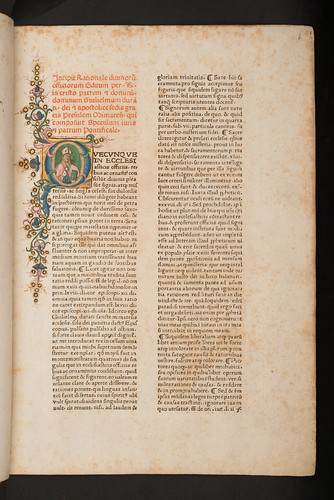 Illuminated historiated initial in Duranti, Guilelmus: Rationale divinorum officiorum
