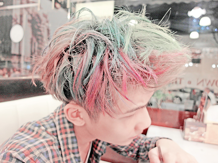 typicalben rainbow hair side