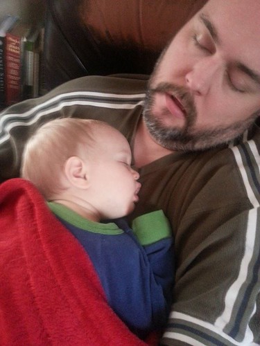 sick baby will only sleep with papa