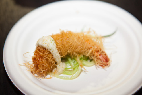 Balaboosta - Fried shrimp with kanafeh