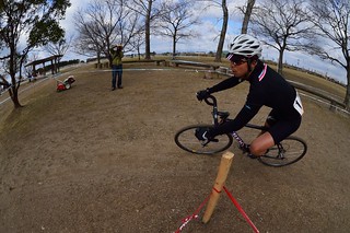 The cyclocross scene taken with fish-eye lens,No.1.