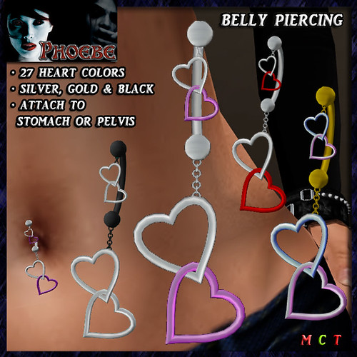 [OFFER!] *P* Linked Hearts Belly Piercing
