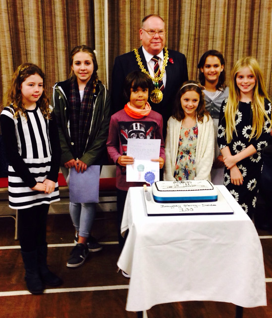 Lord Provost Bob Duncan with Poetry Winners after the Ecumenical Service to Celebrate the life of Broughty Ferry on the Centenary of its Incorporation into Dundee 3 November 2013