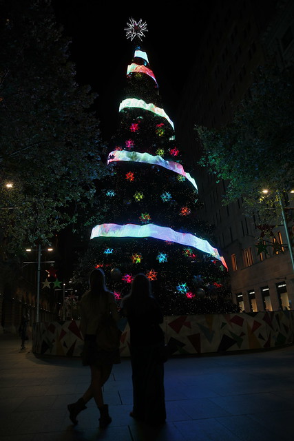 Silhouettes Admiring Martin Place Christmas Tree - Sydney Christmas 2013