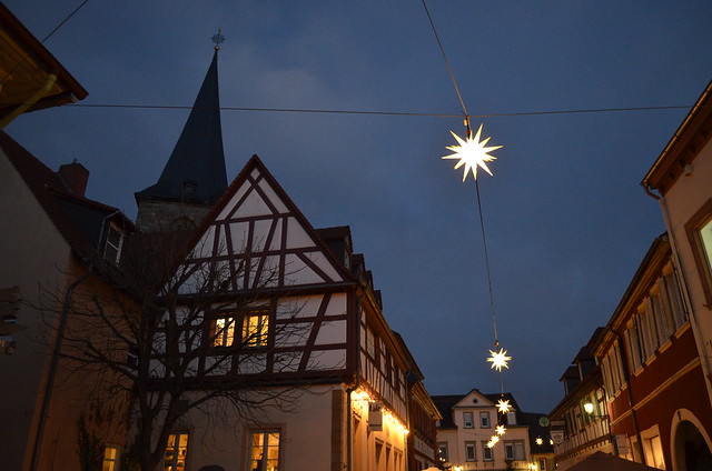 Weihnachtsmarkt Freinsheim city buildings and holiday lights