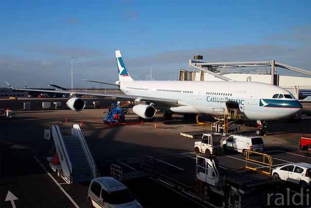 Cathay Pacific Airbus A340 at Amsterdam Schiphol Airport
