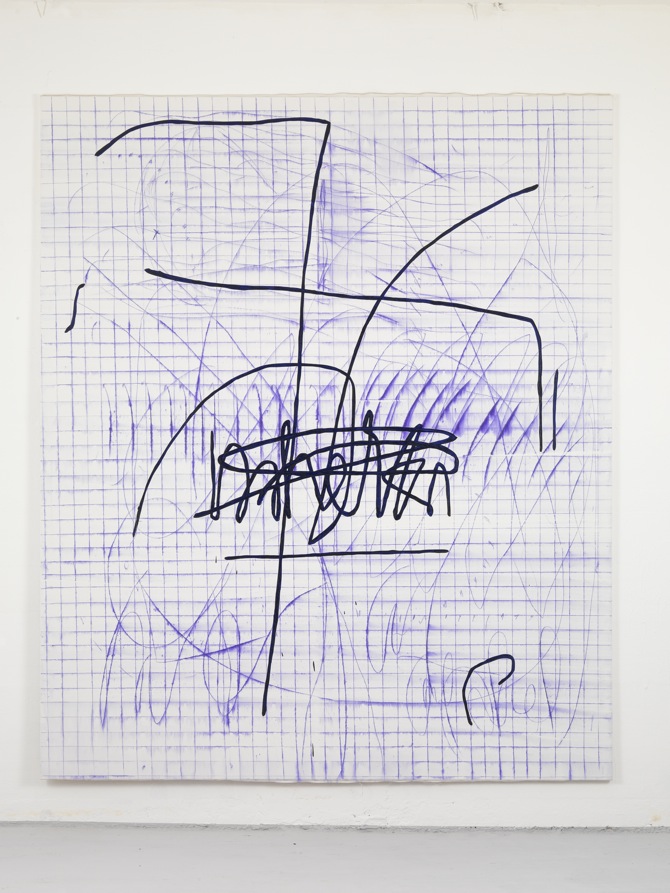 4 Jana Schröder, Spontacts, L 8, 2012, 240 x 200 cm, Kopierstift und Öl auf Leinwand, 2012