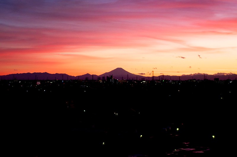 A sunset Fuji after the typhoon