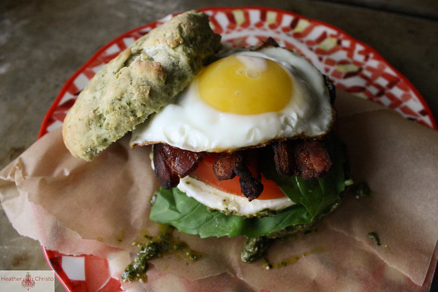 Caprese, Bacon and Egg Breakfast Sandwich