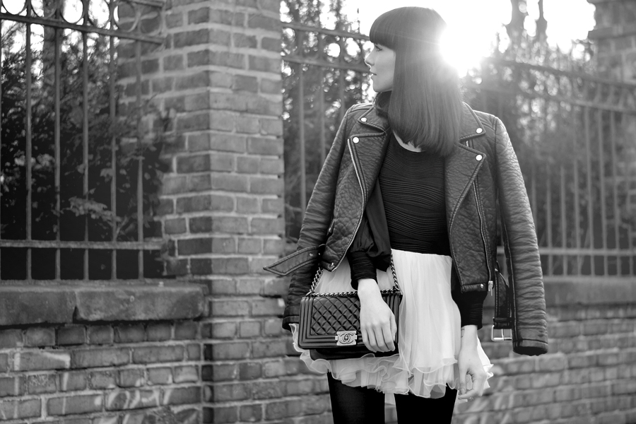Chicwish dress Chanel Le Boy bag Zara leather biker spring outfit look ootd CATS & DOGS fashion blog Berlin 6