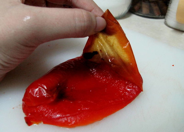 Roasted pepper - peeling skin