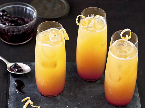 Blue Sunrise Cocktails with Pickled Blueberries