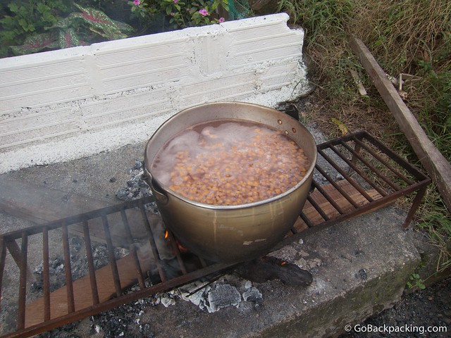 The beans are boiled over an open fire for up to 3 hours