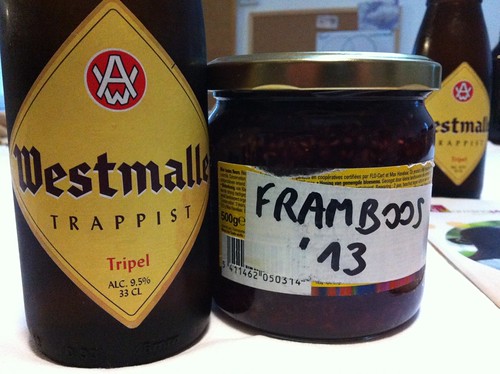 Beer and rasberry jam from Belgium. c/o Stefaan and his bike
