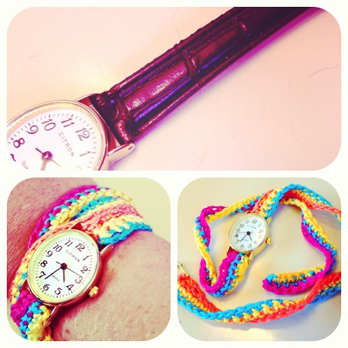 Got a cheap watch for this weekend, 1hr on the train a crochet hook and some yarn and it has a colourful new strap!