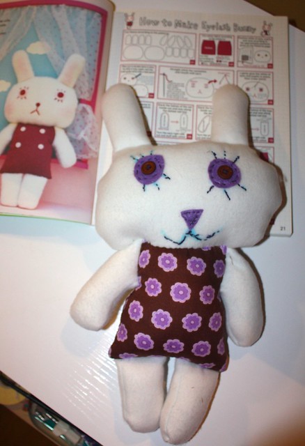 T's bunny is happier than the pattern called for.