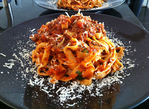 Handmade pasta with bolognese sauce