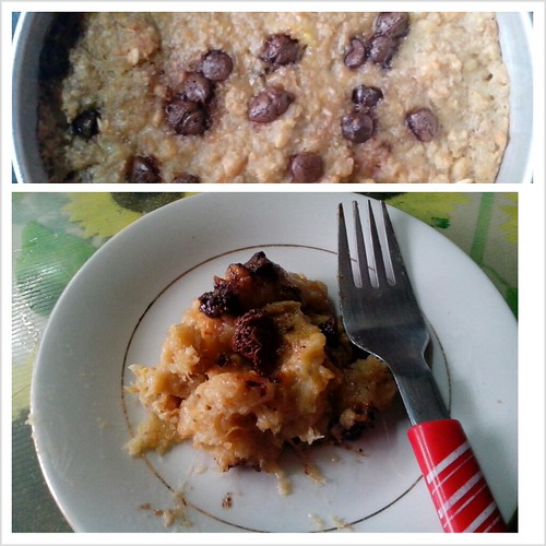 Baked Oatmeal and Plantain Bananas with Chocolate Chips