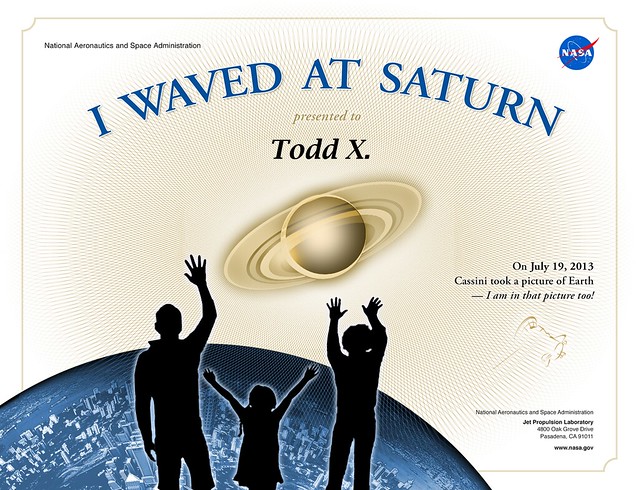 wave at saturn certificate