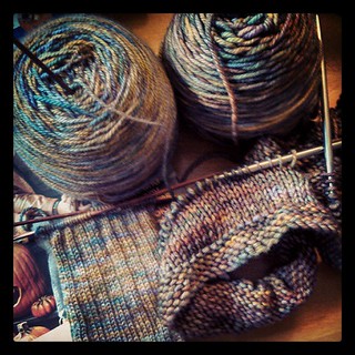 Think I like these colors? #MadColorFiberArts Canyon on left #malabrigo Piedras on right #knitstagram #knitting