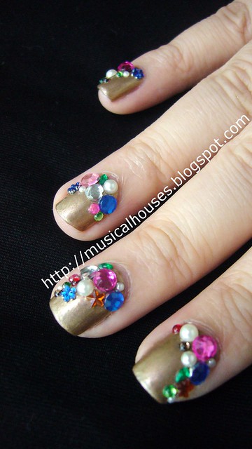 Libertine nail art gold gems jewels 2