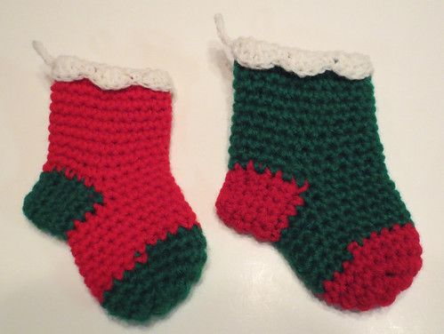 Crocheted Mini Scalloped Christmas Stockings