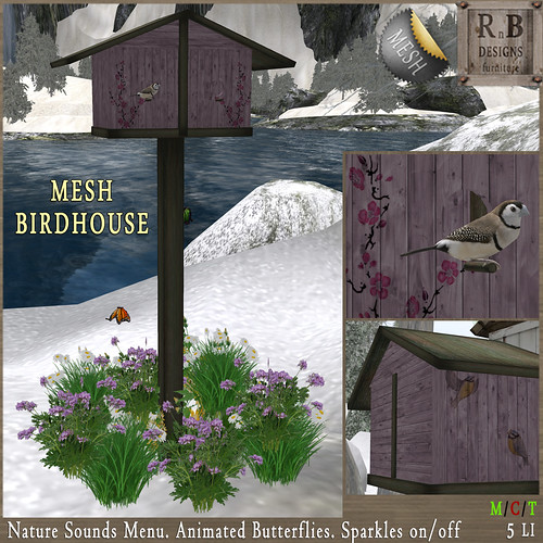 NEW ON SALE ! *RnB* Mesh Birdhouse - Pink (sounds & butterflies)