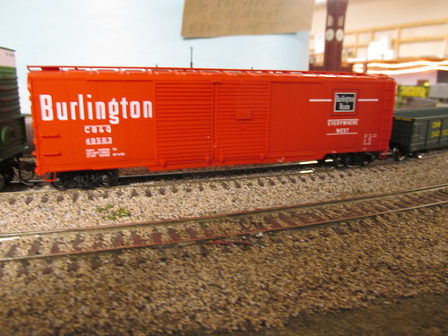 A Life Like Proto 2000 Series model of a 1960's era 50 foot double door automobile box car from the former Chicago, Burlington & Quincy Railroad. by Eddie from Chicago